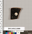 Terracotta fragment of a kylix: Lip cup (drinking cup), Terracotta, Greek, Attic