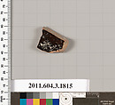 Terracotta fragment of a kylix: Lip cup (drinking cup), Terracotta, Greek, Attic