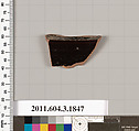 Terracotta fragment of a kylix: Lip cup (drinking cup), Terracotta, Greek, Attic