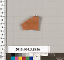 Terracotta fragment of a kylix: Lip cup (drinking cup), Terracotta, Greek, Attic