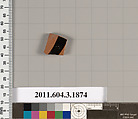 Terracotta fragment of a kylix: Band or lip cup (drinking cup), Terracotta, Greek, Attic