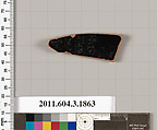 Terracotta fragment of a kylix: Lip cup (drinking cup), Terracotta, Greek, Attic