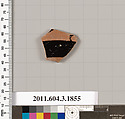 Terracotta fragment of a kylix: Lip cup (drinking cup), Terracotta, Greek, Attic
