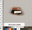 Terracotta fragment of a kylix: Lip cup (drinking cup), Terracotta, Greek, Attic