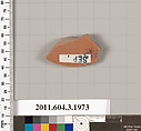 Terracotta fragment of a kylix (drinking cup), Terracotta, Greek, Attic