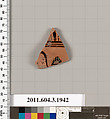 Terracotta fragment of a kylix: Cassel cup (drinking cup), Terracotta, Greek, Attic