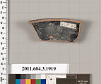 Terracotta fragment of a kylix (drinking cup) or a skyphos (deep drinking cup)?, Terracotta, Greek, Attic