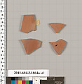 Terracotta fragments of kylikes: Band or lip cups (drinking cups), Terracotta, Greek, Attic
