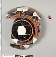 Terracotta fragments of a kylix: eye-cup (drinking cup), Terracotta, Greek, Attic