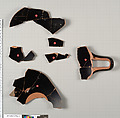 Terracotta fragments of a kylix: Band cup (drinking cup), Terracotta, Greek, Attic