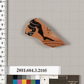 Terracotta fragment of a kylix (drinking cup), Terracotta, Greek, Attic