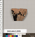 Terracotta fragment of a kylix (drinking cup), Terracotta, Greek, Attic