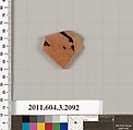 Terracotta fragment of a kylix (drinking cup), Terracotta, Greek, Attic