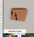 Terracotta rim fragment of a kylix (drinking cup), Terracotta, Greek, Attic