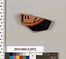 Terracotta fragment of a kylix (drinking cup), Terracotta, Greek, Attic