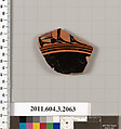 Terracotta fragment of a kylix (drinking cup), Terracotta, Greek, Attic