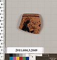 Terracotta rim fragment of a kylix (drinking cup), Terracotta, Greek, Attic