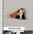 Terracotta fragment of a kylix (drinking cup), Terracotta, Greek, Attic