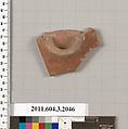 Terracotta fragment of a kylix (drinking cup), Terracotta, Greek, Attic
