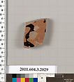 Terracotta fragment of a kylix (drinking cup), Terracotta, Greek, Attic