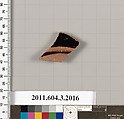 Terracotta fragment of a kylix (drinking cup), Terracotta, Greek, Attic