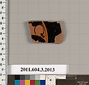 Terracotta fragment of a kylix (drinking cup), Terracotta, Greek, Attic