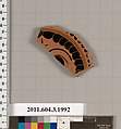 Terracotta fragment of a kylix (drinking cup), Terracotta, Greek, Attic