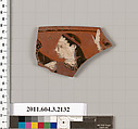 Terracotta rim fragment of a kylix (drinking cup), Terracotta, Greek, Attic