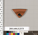 Terracotta rim fragment of a kylix (drinking cup), Terracotta, Greek, Attic