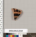 Terracotta fragment of a kylix (drinking cup), Terracotta, Greek, Attic