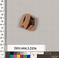 Terracotta fragment of a kylix (drinking cup), Terracotta, Greek, Attic