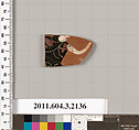 Terracotta fragment of a kylix (drinking cup), Terracotta, Greek, Attic
