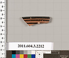 Terracotta fragment of a kylix (drinking cup), Terracotta, Greek, Attic