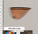 Terracotta rim fragment of a kylix (drinking cup), Terracotta, Greek, Attic