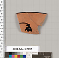 Terracotta rim fragment of a kylix (drinking cup), Terracotta, Greek, Attic