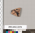 Terracotta fragment of a kylix (drinking cup), Terracotta, Greek, Attic