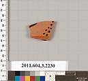 Terracotta fragment of a kylix (drinking cup), Terracotta, Greek, Attic
