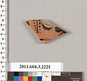 Terracotta fragment of a kylix (drinking cup), Terracotta, Greek, Attic