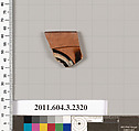 Terracotta rim fragment of a kylix: eye-cup (drinking cup), Terracotta, Greek, Attic