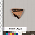 Terracotta rim fragment of a kylix: eye-cup (drinking cup), Terracotta, Greek, Attic