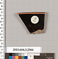 Terracotta rim fragment of a kylix: eye-cup (drinking cup), Terracotta, Greek, Attic