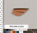Terracotta rim fragment of a kylix: eye-cup (drinking cup), Terracotta, Greek, Attic