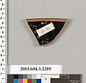 Terracotta rim fragment of a kylix: eye-cup (drinking cup), Terracotta, Greek, Attic