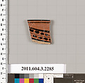 Terracotta rim fragment of a kylix: eye-cup (drinking cup), Terracotta, Greek, Attic