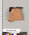 Terracotta rim fragment of a kylix (drinking cup), Terracotta, Greek, Attic