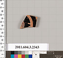 Terracotta fragment of a kylix: eye-cup (drinking cup), Terracotta, Greek, Attic