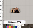 Terracotta fragment of a kylix: eye-cup (drinking cup), Terracotta, Greek, Attic
