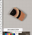 Terracotta fragment of a kylix: eye-cup (drinking cup), Terracotta, Greek, Attic