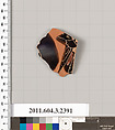 Terracotta fragment of a kylix: eye-cup (drinking cup), Terracotta, Greek, Attic