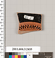 Terracotta fragment of a kylix (drinking cup), Terracotta, Greek, Attic